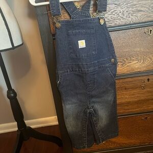 Carhartt Navy Blue Denim Overalls with Logo Patch